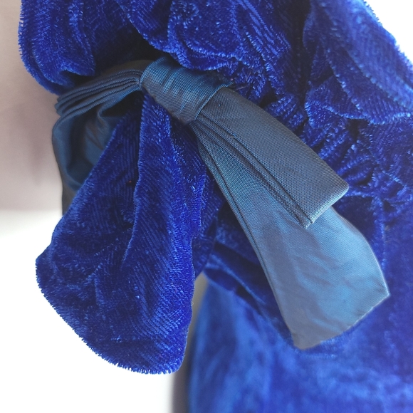 Blue Velvet Evening/Cocktail/Formal Dress | 80s/90s Vintage | Size 14 Expo Nite - Picture 3 of 5